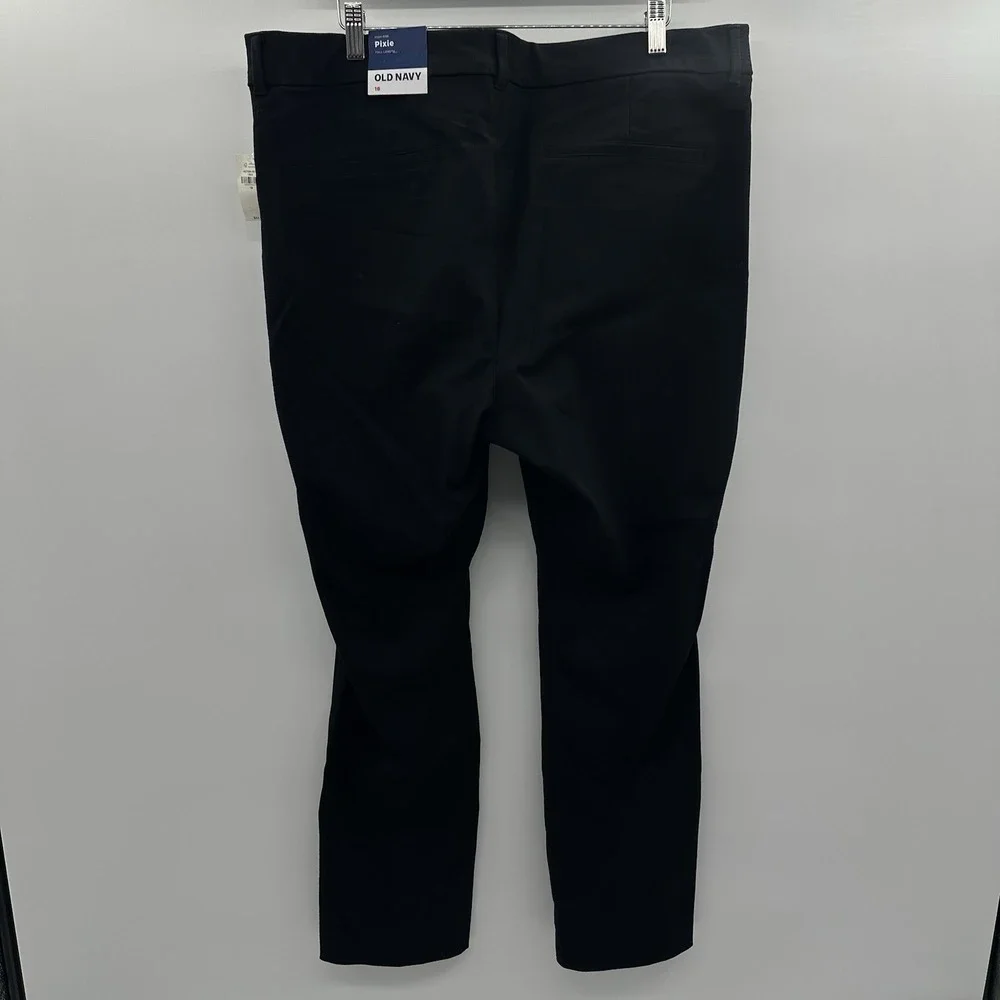 Old Navy High Rise Pixie Split Hem Full Length Pants Womens 18 Black Stretch NWT